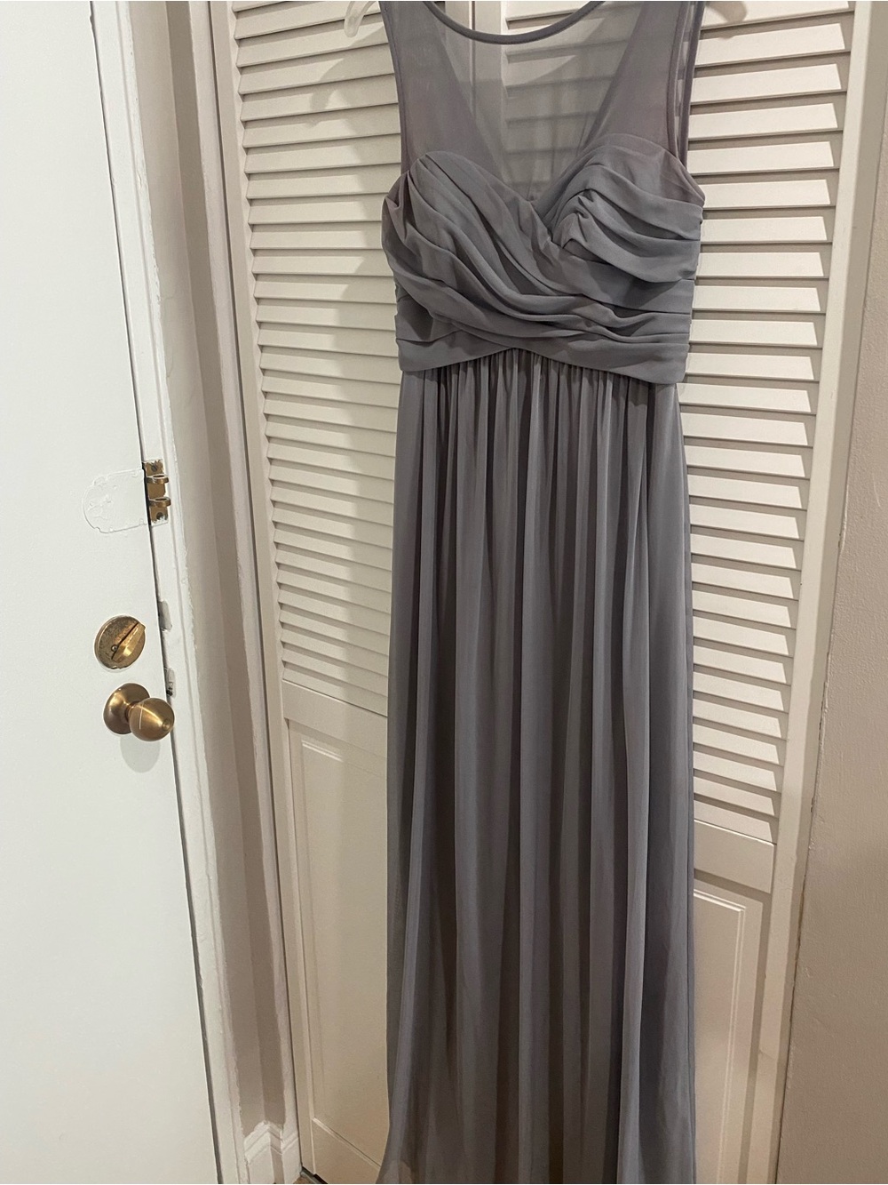 David's Bridal Light Gray/Gray Bridesmaid Dress